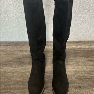 Women's Black Suede Knee-High Boots
